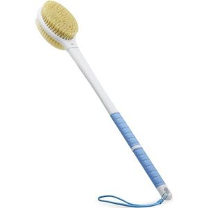 Doucheborstel met zachte en stijve haren, 20,5 inch extra lange steel dubbelzijdige rugschrobber, badborstel, lichaamscrubber, voor nat of droog borstelen (extra lange handgreep)