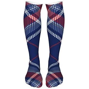 321 Crew Sokken 50Cm Blauw Rood Schotse Tartan Plaid Sokken Wicking Dames Sokken Dikke Golf Sokken Voor Tiener, Mannen, Womens, Sokken 2012, Medium