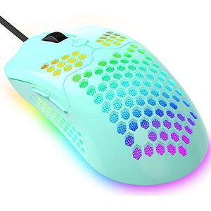 KUIYN 383 PRO M5 ultralichte bedrade gamingmuis, lichtgewicht honingraatbehuizing, Pixart PAW3325, 6 instelbare DPI 12000, 26 RGB ademende muizen met achtergrondverlichting, 65 g, USB optisch model O
