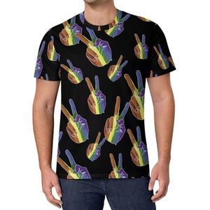 Sign of Peace (Rainbow Hand) heren T-shirt met korte mouwen casual ronde hals T-shirt mode zomer tops