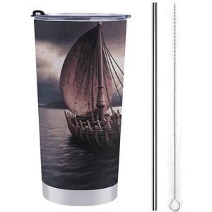 LHDGSJE Boot geïsoleerde beker herbruikbare roestvrijstalen mok reizen koffiemok lekvrij grote capaciteit auto beker geïsoleerde waterfles past in auto bekerhouder