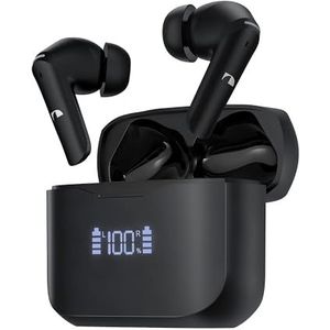 Nakamichi Sound True Wireless in-ear oortelefoons, Bluetooth 5.3, Engelse spraakprompts, ENC-ruisonderdrukking, handsfree bellen, draadloos opladen met LED-display en batterijduur tot 32 uur