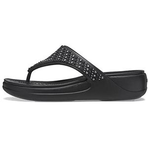 Crocs Monterey Embellished Wedge Slippers voor dames | Sandalen, Zwart, 42/43 EU