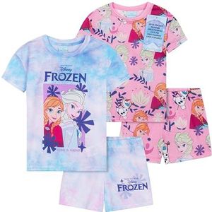 Get Trend Pyjama voor meisjes, set van 2 korte mouwen, pyjamaset voor kinderen, tieners, loungeset, nachtkleding, zacht, comfortabel, nachtkleding als cadeau voor meisjes, Blauw/Roze Frozen, 3-4 jaar