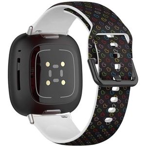 Zachte sportband compatibel met Fitbit Sense/Sense 2 / Versa 4 / Versa 3 (eend rubber zwart) siliconen armband accessoire