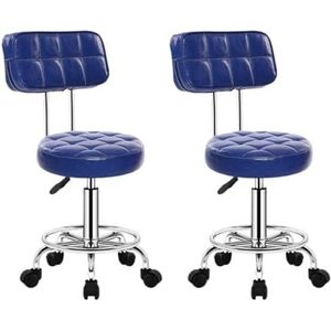 Bistrokruk Barkrukken Barkruk 2 Stuks Barkrukken Met Wielen Swivel Bar Stoelen Verstelbare Lift Kruk Swivel Kruk Zacht Leer Rugleuning Bar Stoel Barstoelen(Blue)