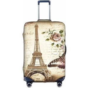 OdDdot Ananas met zwart-wit gestreepte print, stofdichte kofferbeschermer, krasbestendige kofferhoes, reiskofferhoes, Eiffeltoren van Parijs, XL