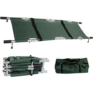 Draagbare brancard, viervoudige aluminium brancard met handgrepen en draagtas, medische noodhulp in reisformaat brancard voor patiëntenvervoer