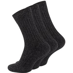 Noorse sokken zonder elastische band met warme pluche zool, 2 paar, warme sokken voor heren van wolmateriaalmix, Donkergrijs, 43-46