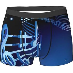 EdWal Blauw Muziek Print Atletisch Ondergoed, Heren Ondergoed, Boxerslip, Zacht Ondergoed, Zwart, XL