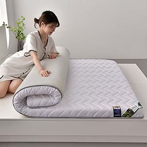 Japanse Vloermatras Futon Matras, Japanse Dikker Futon Matras Opvouwbare Vloer Bed Camping Matras, Antislip Latex Matras Topper(White A-6cm thick,1.5mX2m)