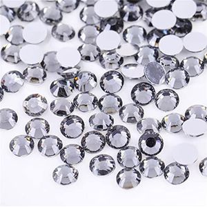 1500 stuks SS16 4 mm platte strass steentjes helder glas ronde edelstenen kristallen voor nail art doe-het-zelf ambachten kleding schoenen tassen (lichtgrijs)