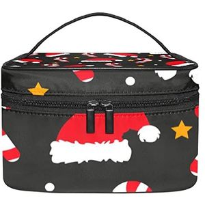 Make-up Organizer Bag, Reizen Make-up Tas Organizer Case Draagbare Cosmetische Tas voor Vrouwen en Meisjes Toiletries Rode Kerst Hoed_Mesa De Trabajo 1, Meerkleurig, 22.5x15x13.8cm/8.9x5.9x5.4in