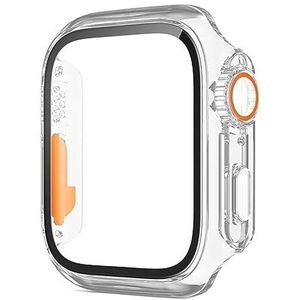 SERDAS Glazen hoesje voor Apple Watch 44 mm 45 mm 41 mm 40 mm 42 mm 38 mm schermbeschermer cover verandering ultra bumper iWatch-serie 8 7 SE 6 5 3 (kleur: helder oranje, maat: 41 mm)