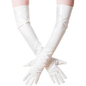 Lange PVC Dames Handschoenen - Wit Medium Maat & Lengte | Sexy Fetish