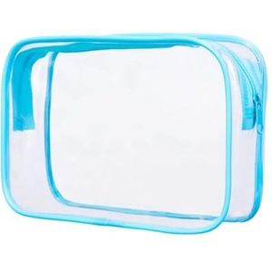 Transparante PVC tas 3 Pack Clear Toilettas Cosmetische Tas Reizen Transparante Make-up Cosmetische Tas voor Vrouwen Mannen Reizen Zakenreis Thuis Clear Tote Bag, Skype Blauw (3 stuks), Eén maat