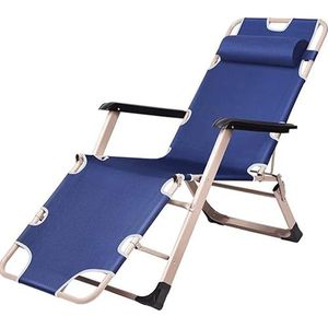 GEIRONV Lounge stoel, park camping tuinstoel stoel zonnebed patio strand balkon recliner stoelen kussen vouwstoel Fauteuils (Color : Blue)