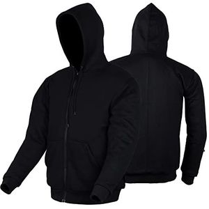 Bikers Gear Australia Motorjas - Beschermende zwart-rode en grijze hoodie gevoerd met kevlar en afneembare zachte softshell motorjassen voor heren, Zwart, 54