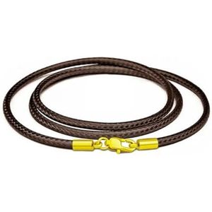 Lederen ketting choker zwart bruin gevlochten touw ketting koord voor vrouw man hanger roestvrijstalen gesp sieraden - koffiegoud 3 mm-55 cm