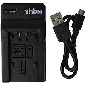 vhbw USB-acculader compatibel met Panasonic VW-VBT190, VW-VBT380, VW-VBY100 digitale camera, camcorder, Action Cam-accu - laadschaal