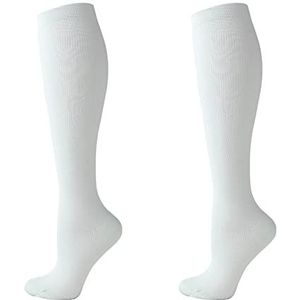 2 paar compressiekousen voor mannen en vrouwen, vliegsokken, compressiekousen, hardloopsokken, Wit, S/M