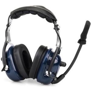 Dual Plug Luchtvaart Hoofdtelefoon, Roestvrij Staal Winddicht Schuim 24dB Ruisonderdrukking Luchtvaart Headset Verstelbare Hoofdband voor Communicatie
