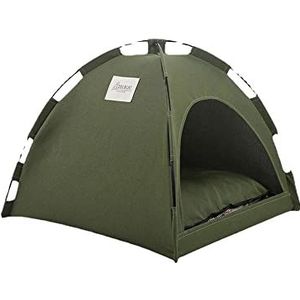 Opvouwbare Pet Tent Bed Grot met Semi-gesloten Cover Outdoor Zomer Puppy Kitten Gezellige Grot Kleine Dierenhuis Huisdierbenodigdheden (Groen)