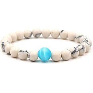 Handgemaakte kralenarmband, Beige turquoise stenen sieraden met blauwe opaal yoga sierlijke koppels armband cadeau for verjaardagsfeestje