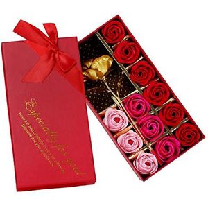Tinfun Bloemen Geurende Badzeep Roos Bloemblaadjes Plant Essentiële Olie Roos Zeep Set, Beste Geschenken voor Haar Vrouwen Meisjes Tieners Moeder Liefhebber Verjaardag Valentijnsdag Kerstmis (12 Stks