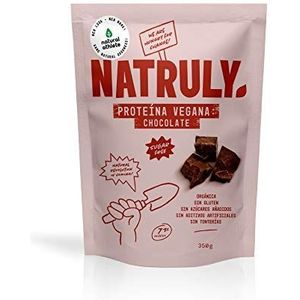 NATRULY Vegan Proteïne BIO Chocolade, 81% Eiwit, 100% Natuurlijk, Suiker-, Gluten- en Lactosevrij -350g