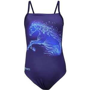 Aquarti Meisjes Badpak met Spaghettibandjes en Strepen, Paard/donkerblauw, 128