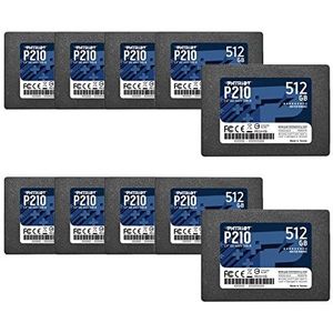 Patriot P210 SATA 3 512GB SSD, interne Solid-State Drive, 2,5 inch, 10-pack, hoeveelheid van 10 P210S512G2510