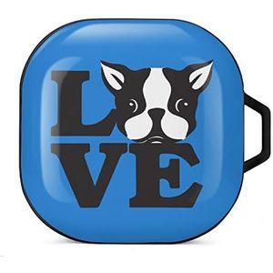 I Love Boston Terriers Oordopjes Hoesje Compatibel met Samsung Hard Shell Beschermhoes Zwart-Stijl