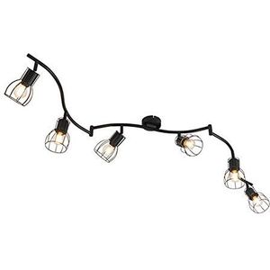 QAZQA - Moderne plafondlamp zwart 162 cm 6-lichts - Botu | Woonkamer | Slaapkamer | Keuken - Staal Langwerpig - E14 Geschikt voor LED - Max. 6 x 40 Watt