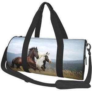 Wit paard, grote capaciteit reizen plunjezak ronde handtas sport reistas draagtas fitness tas, zoals afgebeeld, Eén maat