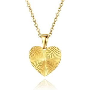 Yhpup Romantische hart hanger ketting voor dames Hoge kwaliteit roestvrij staal 18 K metalen textuur choker ketting jubileum kopen vanaf een prijs van 2.45