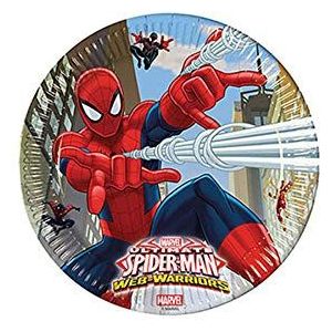 Procos 85151 Ultimate Spiderman Web Warriors, 8 stuks, diameter 23 cm, wegwerpborden, kinderverjaardag, feestservies