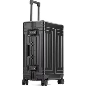 Koffer Aluminium reisbagage Zakelijke trolley koffertas Spinner Boarding Handbagage (Color : Nero, Size : 26inch)