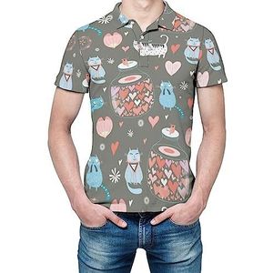 Cat Lovers T-shirt met korte mouwen voor heren, golfshirt, normale pasvorm, tennisshirt, casual business tops