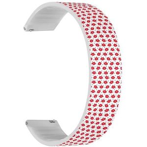 RYANUKA Solo Loop band compatibel met Ticwatch E3, C2 / C2+ (Onyx & Platina), GTH/GTH Pro (Red Lips Dots) Quick-Release 20 mm rekbare siliconen band, accessoire, Siliconen, Geen edelsteen