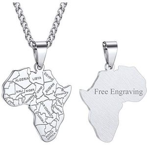 Goldchic Jewelry Aangepaste Graveer Afrika Kaart Hanger Ketting, 18k Vergulde Afrikaanse Geometrische Patroon Hip Hop Sieraden