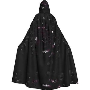 OdDdot heksenmantel, mantel met capuchon voor vrouwen, volwassen Halloween kostuums cape, heks cosplay cape-gothic rozenprint