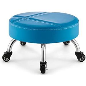 WYUYIWH Ronde rollende kruk schoonheidskrukken stoel lage rolkruk met wielen, Rolstoel korte kruk met universele draaibare zwenkwielen lederen kleine lage kleine krukken op wielen voor thuis garage,