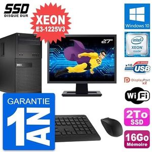 Dell PC-tower XE2 display, 27 inch, Intel Xeon E3-1225V3, RAM, 16 GB, SSD, 2 TB, Windows 10, wifi (gereviseerd)