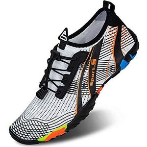 IceUnicorn Strandschoenen voor dames en heren, zwemschoenen, aquaschoenen, zomer, surfschoenen, blotevoetschoenen, minimalistische knit, 934 witte mandarijn., 36 EU