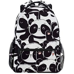 Jeansame Rugzak School Tas Laptop Reizen Tassen Leuke Dieren Panda Zwart Wit
