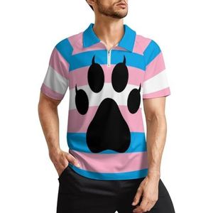 Transgender Furry Pride Flag Heren Golfpoloshirts Klassieke pasvorm T-shirt met korte mouwen Gedrukt Casual Sportkleding Top S