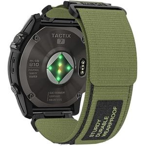 22 26 mm nylon band geschikt for Garmin Tactix 7 Pro/Fenix ​​7/7X Pro Quick Fit horlogeband for Tactix 7/AMOLED/Delta/Quatix 7X/5/6 armband (Color : Green, Size : QuickFit 22MM)