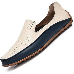 AQQWWER Herenkledingschoenen Men Boat Shoes Mens Slip-on Driving Casual Shoes Men (Color : Beige, Size : 46)