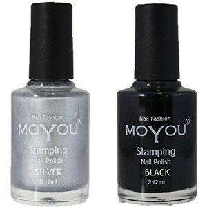 Moyou Stempelen Nail art Nagellak Mystic Stone Zilver en Zwart